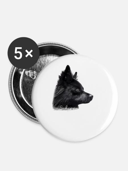 Schipperke Mama - Buttons groß 56 mm (5er Pack) - Weiß