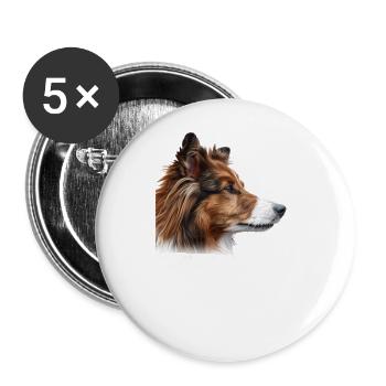 Shetland Sheepdog Mama - Buttons groß 56 mm (5er Pack) - Weiß - Vorne