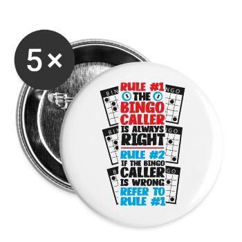 Bingo Player Rule #1 The Bingo - Buttons large 2.2''/56 mm (5-pack) - white - Front