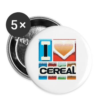 I Love Cereal 11 - Buttons large 2.2''/56 mm (5-pack) - white - Front