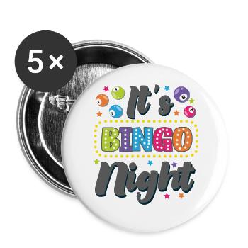 Joueur de bingo C’est soirée bingo - Lot de 5 grands badges (56 mm) - blanc - Devant