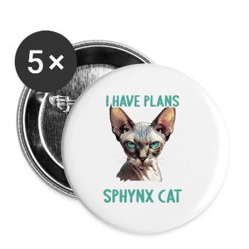 Sphynx Kätzchen Sphynx Katze - Buttons groß 56 mm (5er Pack) - Weiß - Vorne