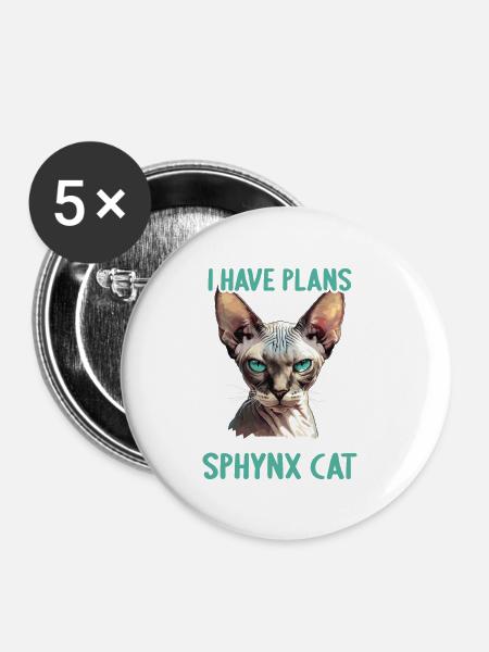 Sphynx Kätzchen Sphynx Katze - Buttons groß 56 mm (5er Pack) - Weiß