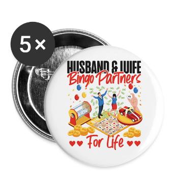Bingo Player Husband Wife Marriage - Buttons groß 56 mm (5er Pack) - Weiß - Vorne
