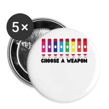 Joueur de bingo choisir une arme - Lot de 5 grands badges (56 mm) - blanc - Devant