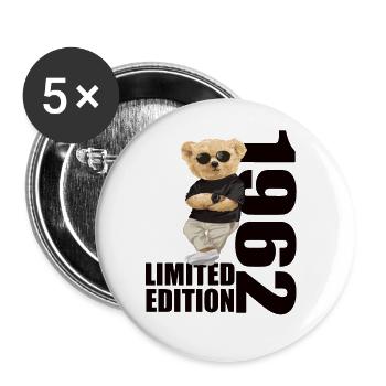 Édition limitée 1962 ours ours anniversaire 1962 - Lot de 5 grands badges (56 mm) - blanc - Devant