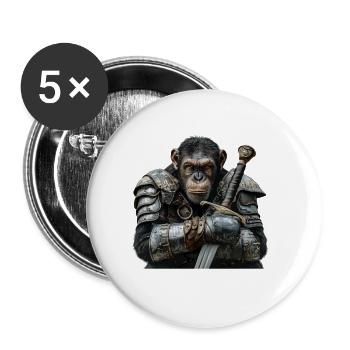Chimpanzé Chevalier Moyen Âge - Lot de 5 grands badges (56 mm) - blanc - Devant