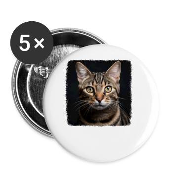Tabby Kitten Tabby Cat - Buttons large 2.2''/56 mm (5-pack) - white - Front