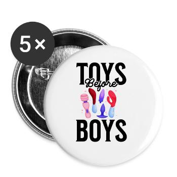 Spielzeug vor Jungen, Erwachsenen-Humor, Frauen, p - Buttons groß 56 mm (5er Pack) - Weiß - Vorne