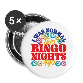 Joueur de bingo J’étais normal deux - Lot de 5 grands badges (56 mm) - blanc - Devant