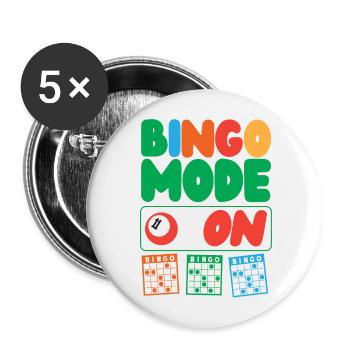 Joueur de bingo Mode bingo activé - Lot de 5 grands badges (56 mm) - blanc - Devant