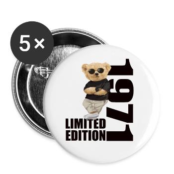 Édition limitée 1971 ours ours anniversaire 1971 - Lot de 5 grands badges (56 mm) - blanc - Devant