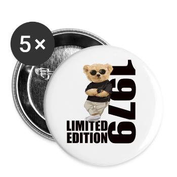 Édition limitée 1979 ours ours anniversaire 1979 - Lot de 5 grands badges (56 mm) - blanc - Devant