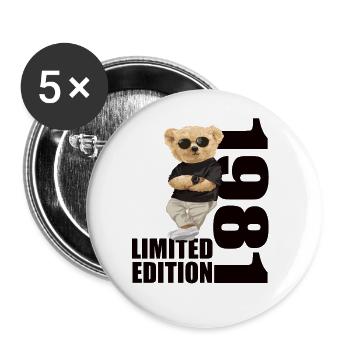 Limited Edition 1981 Bär Bären Geburtstag 1981 - Buttons groß 56 mm (5er Pack) - Weiß - Vorne