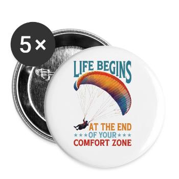 Life Begins At The End Of Your Comfort Zone 21 - Buttons large 2.2''/56 mm (5-pack) - white - Front