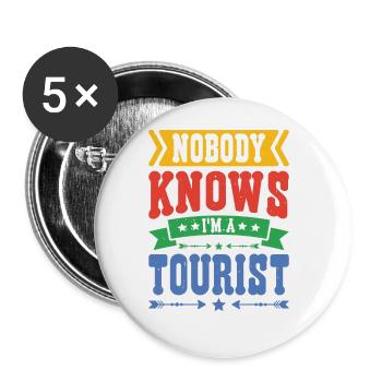 Personne ne sait que je suis un touriste 18 - Lot de 5 grands badges (56 mm) - blanc - Devant