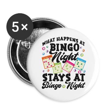 Bingo Player What Happens At Bingo - Buttons large 2.2''/56 mm (5-pack) - white - Front