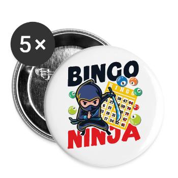 Joueur de bingo Ninja Bingo Ninja - Lot de 5 grands badges (56 mm) - blanc - Devant