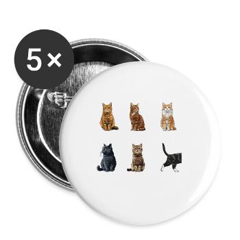 Katze Katzen Tricks lustiges Katzen - Buttons groß 56 mm (5er Pack) - Weiß - Vorne