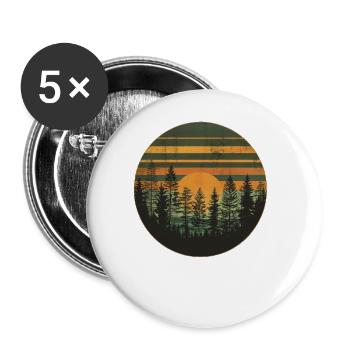 Coucher de soleil Forêt Nature Extérieur Rétro Ambiance des années 80 4 - Lot de 5 grands badges (56 mm) - blanc - Devant