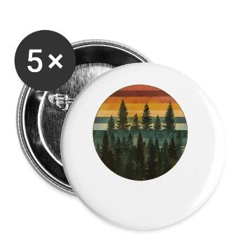 coucher de soleil forêt nature en plein air rétro des années 80 vibe 6 - Lot de 5 grands badges (56 mm) - blanc - Devant