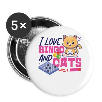 Bingo Player Cat J’aime le bingo et - Lot de 5 grands badges (56 mm) - blanc - Devant