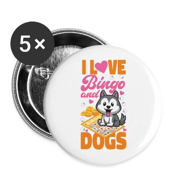 Bingo Joueur Chien J’Aime Bingo Et - Lot de 5 grands badges (56 mm) - blanc - Devant
