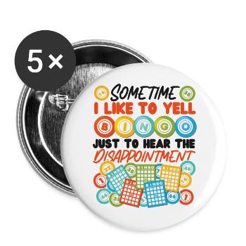 Joueur de bingo parfois j’aime - Lot de 5 grands badges (56 mm) - blanc - Devant