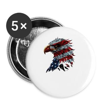 American Flag Freedom Eagle USA Pride 4 - Buttons large 2.2''/56 mm (5-pack) - white - Front