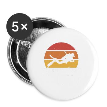 Tauchen Taucher - Buttons groß 56 mm (5er Pack) - Weiß - Vorne