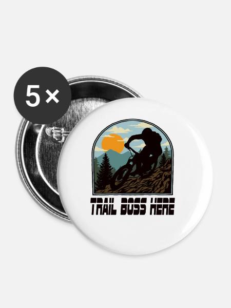 Downhill Mountainbike Mtb Mountainbiker Biking - Buttons groß 56 mm (5er Pack) - Weiß