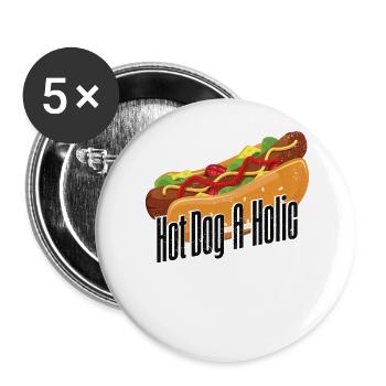 Hot Dog Adult Hot Dog-A-Holic - Buttons groß 56 mm (5er Pack) - Weiß - Vorne