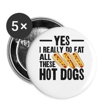 Hot Dog Adulte Oui, je mange vraiment - Lot de 5 grands badges (56 mm) - blanc - Devant