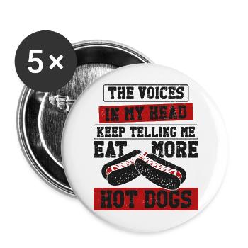Hot Dog Adulte Les Voix Dans Mon - Lot de 5 grands badges (56 mm) - blanc - Devant