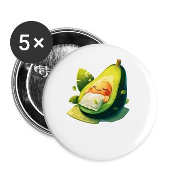 Schlafocado Offizielles Schlafshirt - Buttons groß 56 mm (5er Pack) - Weiß - Vorne