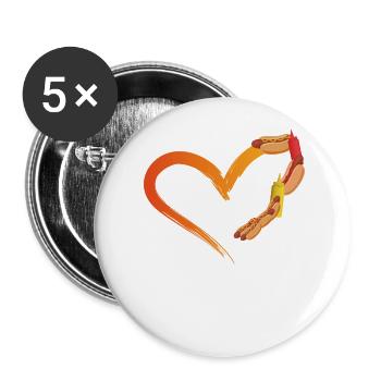 Hot-Dog Adulte Coeur - Lot de 5 grands badges (56 mm) - blanc - Devant