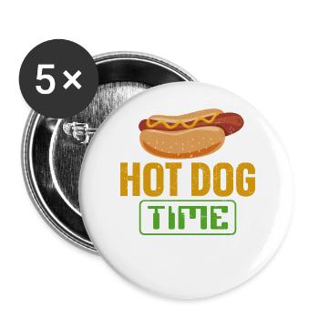 Hot Dog Adult Hot Dog Time - Buttons groß 56 mm (5er Pack) - Weiß - Vorne