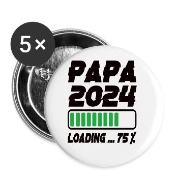 Papa 2024 Loading - Buttons groß 56 mm (5er Pack) - Weiß - Vorne