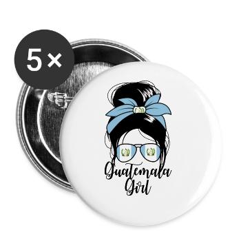 Guatemala Girl Messy Bun Damen Guatemala - Buttons groß 56 mm (5er Pack) - Weiß - Vorne