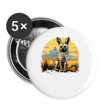 Loups d’Aardwolf - Lot de 5 grands badges (56 mm) - blanc - Devant