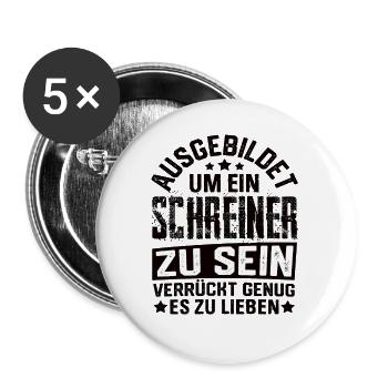 Carpenter, Woodworker, Carpentry, Wood Crafts - Buttons large 2.2''/56 mm (5-pack) - white - Front