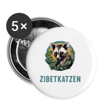 Zibetkatzen Zibetkatze - Buttons groß 56 mm (5er Pack) - Weiß - Vorne