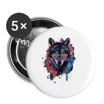 Wolf - Buttons large 2.2''/56 mm (5-pack) - white - Front