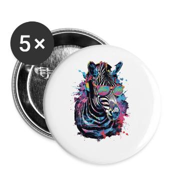 Zèbre - Lot de 5 grands badges (56 mm) - blanc - Devant