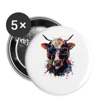Kuh - Buttons groß 56 mm (5er Pack) - Weiß - Vorne