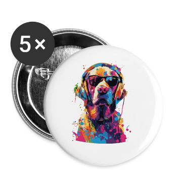 Golden Labrador - Buttons large 2.2''/56 mm (5-pack) - white - Front