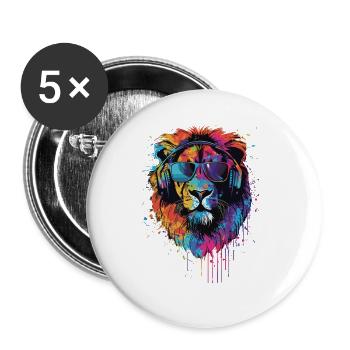 Lion - Buttons large 2.2''/56 mm (5-pack) - white - Front