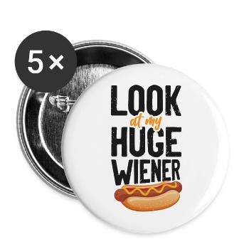 Hot Dog Adulte Humour Jeu de mots Coquin - Lot de 5 grands badges (56 mm) - blanc - Devant