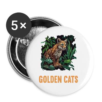 Chats dorés Chat doré - Lot de 5 grands badges (56 mm) - blanc - Devant
