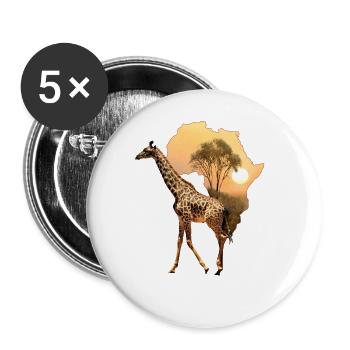 Giraffe - Wildtier - Afrika - Buttons groß 56 mm (5er Pack) - Weiß - Vorne